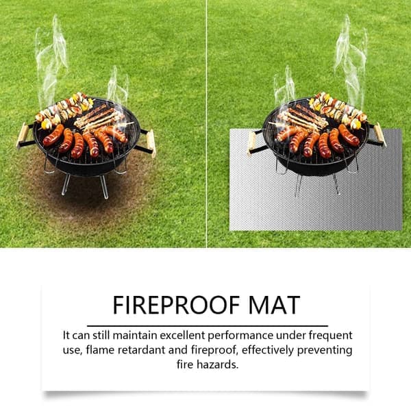 152*99 cm grillmat brandsäker uteplats vattentät skyddsmatta för grill Silver