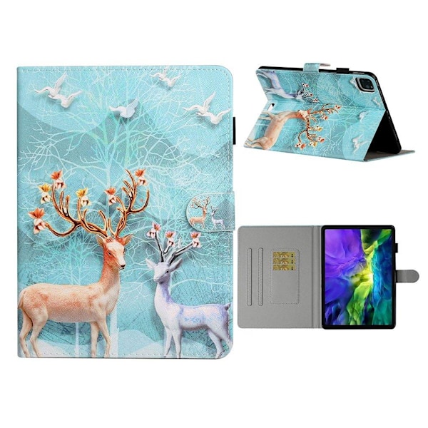 iPad Pro 11 tum (2020) / (2018) coolt mönstrat flipfodral i läder - Älg multifärg