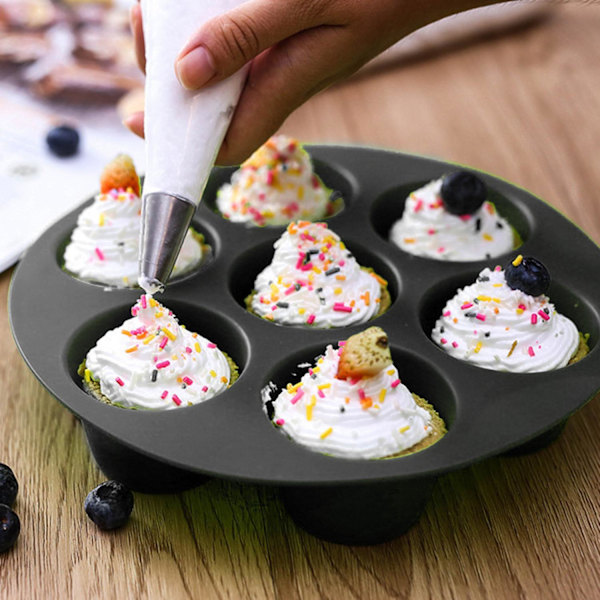 Airfryer Muffinsform i Silikon - Perfekt för 7 muffins! Svart