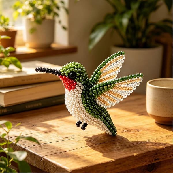 DIY Bird Beading Kit, Handmade Craft Kit with 4 Designs (Hummingbird, Flamingo, Sparrow, Eagle) B