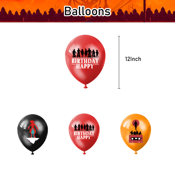 Stranger Things Festdekorasjon Bursdagsbanner Kaketopp Ballonger