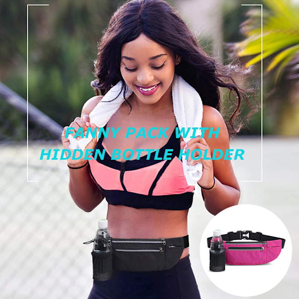 Fanny Pack med vattenflaskhållare, vattenavvisande, lätt för utomhuscamping, fitness, vandring