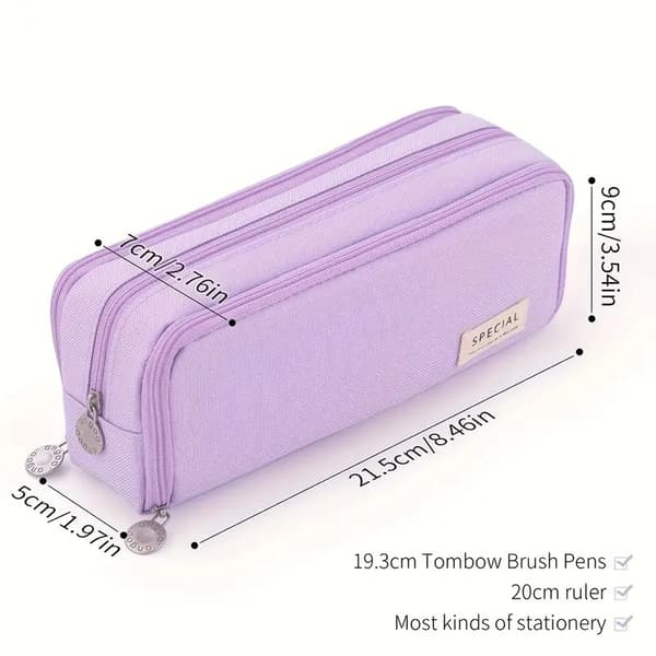 Double-Layer Double-Opening Pencil Case, Multifunctional Large Capacity Desktop Organizer - Navy Blue