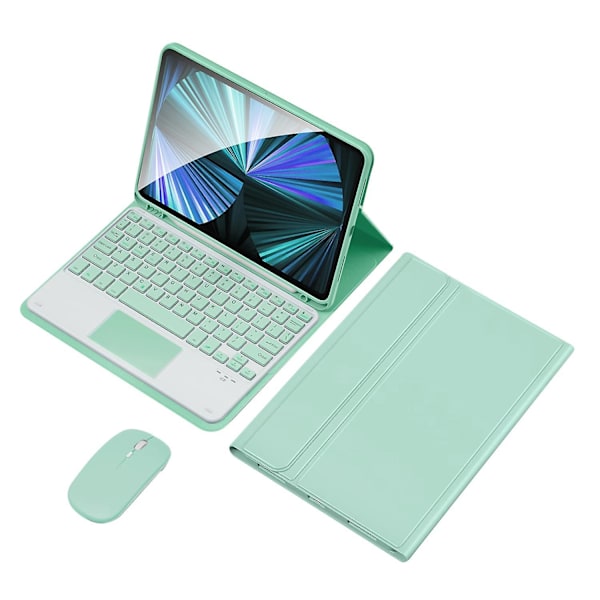 Trådlöst tangentbordsfodral med mus för iPad 10.9 (2022), PU-fodral med flipplock Green iPad 10.9 (2022) Green iPad 10.9 (2022)
