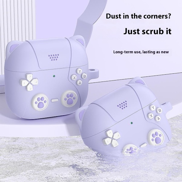 SKALO AirPods 4 Cute Cat Controller Fodral - Lila Lila
