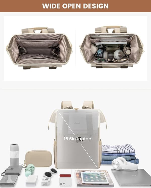 Women's Laptop Backpack, Work Computer Bag, Waterproof Travel Computer Backpack with Storage Pocket, 2-Piece Set.