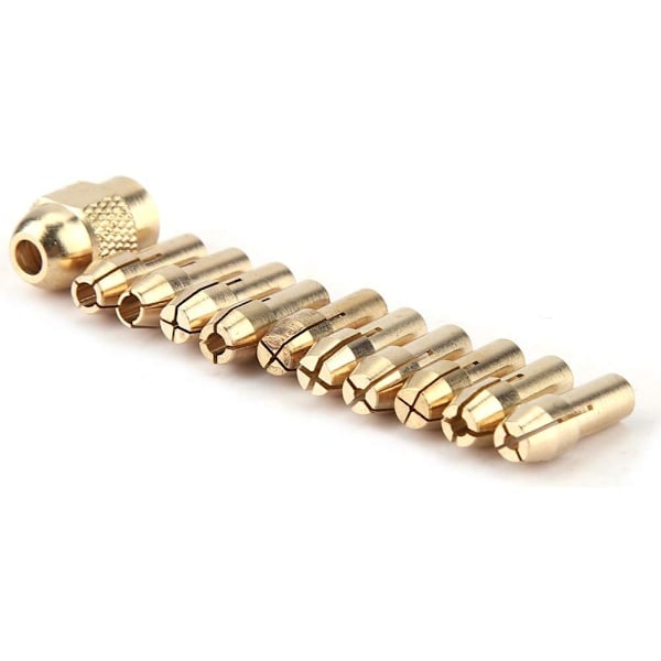 11 Styck Set Chuck Reservdelar Mässing 3Mm Mini För Dremel Borrslip Kopparbit 3000 11 Styck 4 Käft Kopparborr Spikavdragare För Mini Electric
