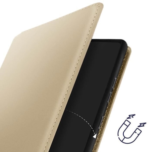 Fodral till Samsung Galaxy S24 Ultra - AVIZAR - Dubbel ficka - Stativfunktion - Guld Gul
