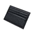Slim Leather Card Holder, 6 Card Slots, Black