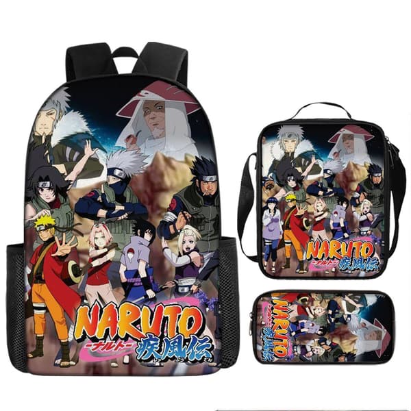 Japansk Anime Print Rygsæk Sæt (3-dele) til Folkeskoleelever 3 backpack 3