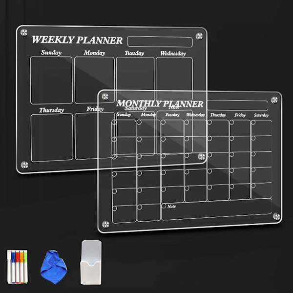 Magnetisk kylskåpskalender Transparent Planner Månatlig Kylskåpskalender Akryl Torr Raderbar Månatlig Kalender Kylskåpskalender Whiteboard Kylskåp