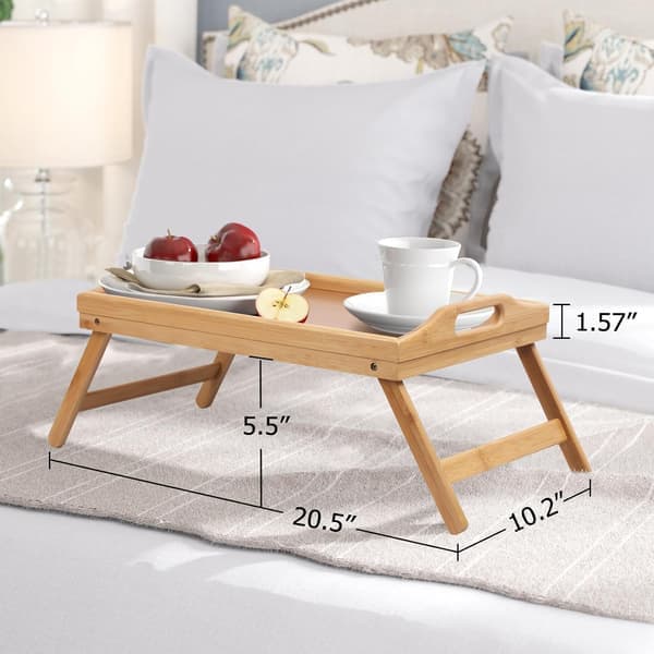 Bed Tray Folding Table with Handle Sofa Breakfast Tray for Eating Painting Plates Bamboo Dining Table Tabletop Snack Tray