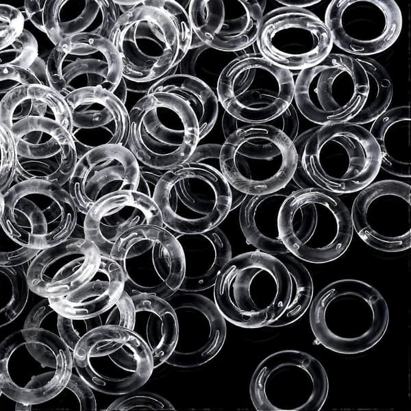 100 Pieces Clear Roman Blind Rings, 14mm Outer Diameter, 7.5mm Inner Diameter, Transparent Plastic Rings