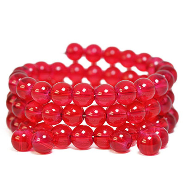 Ca 8mm runda glaspärlor, röda, 40g (ca 60st) röd