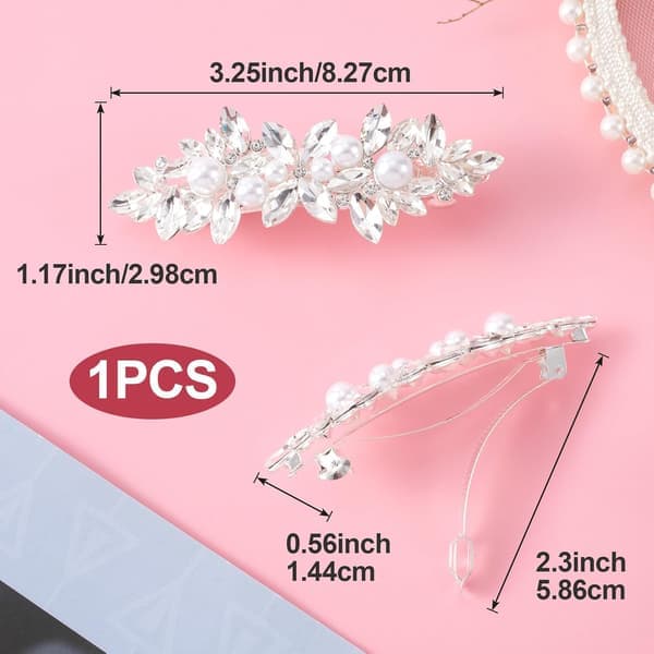Rhinestone Hårklemme Mousserende Krystal Perle Hårspænder Fransk Bryllup
