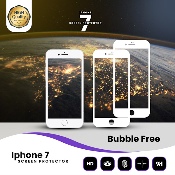 2-Pack Iphone 7/8 Vit - 9H Härdat Glas - 3D Skärmskydd Vit Vit