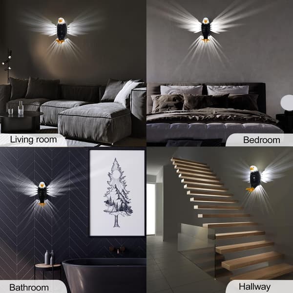Bald Eagle Wall Lamp American Eagle Night Light Magnetic Wall Mounted Eagle Lamp for Bedroom Living Room Hallway Detachable Rechargeable Eagle Lamp