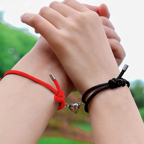 Magnetiskt armband Par Armband Vows of Eternal Love Smycken Present Gummirep Förhållande Armband Vänskap Matchande Armband Svart Stil 1