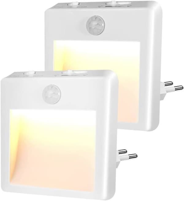 Plug-in Night Light - Kids Night Light with Motion Sensor, LED Night Light (Warm White, Cool White - Adjustable) - 2 Pack