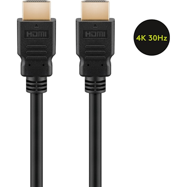HDMI kabel 3m, rund, guldpläterad, 1.4 svart 3 m