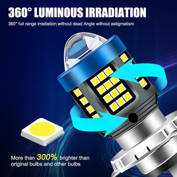 LED Motorcycle Headlight H4 BA20D P15D White/Yellow Ultra High Brightness