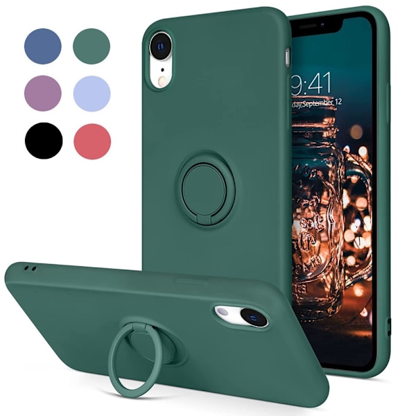 iPhone XR - Välj Färg Silikonskal med Ringhållare Solid® Blå Blå