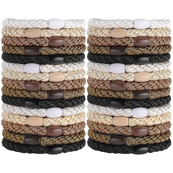 Hårbånd til kvinder og piger, 30 stk. elastiske hårbånd, hestehaleholdere til tykt hår (sort/brun/hvid/beige/kaffe)