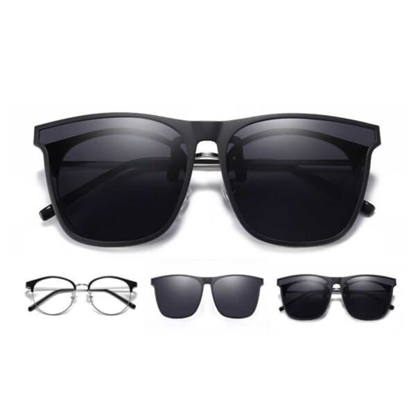 Clip-on solbriller - fastgøres til eksisterende briller - sort