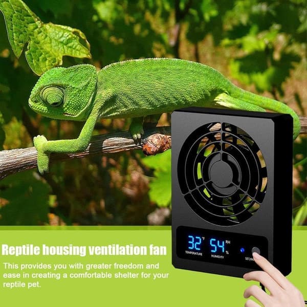 Smart køleventilator til krybdyrtank med LED-display, stærk vind, ventilationsventilator, støjsvag køleventilator (grader Celsius)