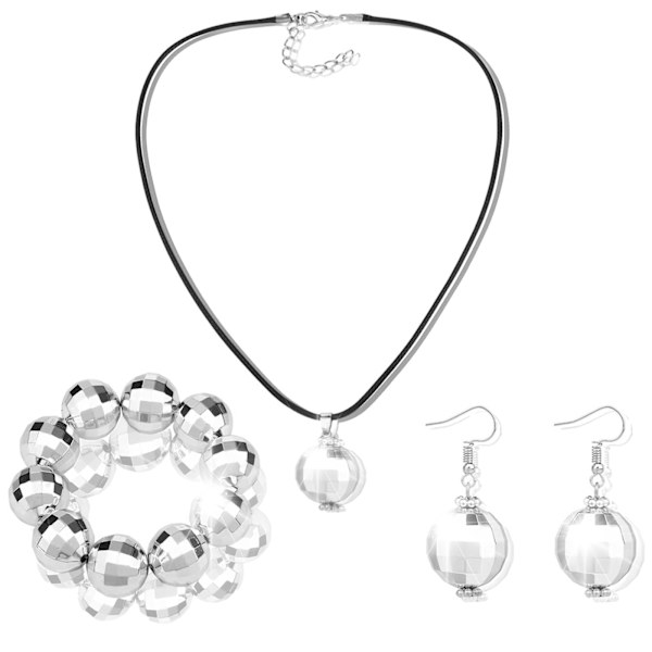 Disco-stil smyckes trio, örhängen, halsband, armband, fashion runda örhängen halsband, minimalistisk disco-hänge, lämplig för fester och dagligen