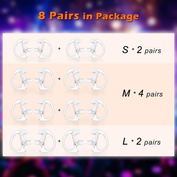 Radio Replacement Earbud Soft Silicone Earmold Earplug - Clear [8-Pair]