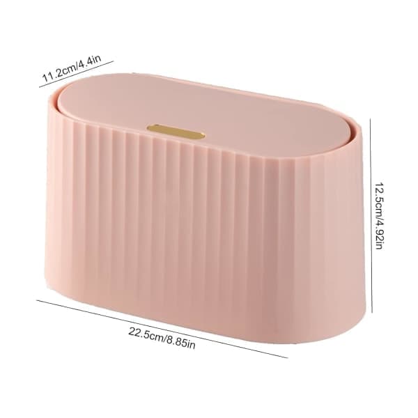Small Trash Can with Lid for Desk, 2L Mini Desktop Trash Can with Push Lid, Portable Desktop Trash Can Tea Bag for Living Room (PINK)