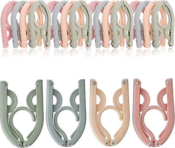 12-pack Foldable Clothes Hangers, Space-Saving and Non-Slip, Portable Multifunctional, Home, Hotel, Travel, Camping