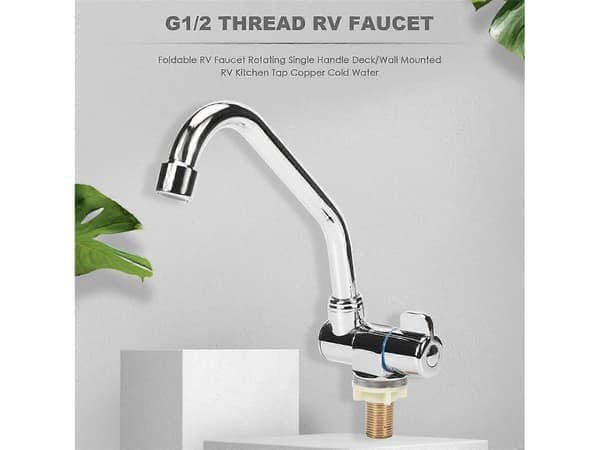 Copper RV Kitchen Faucet Single Handle Swivel Mixer Deck Wall Mounted Cold Water G1/2 Thread for Motorhome Yacht