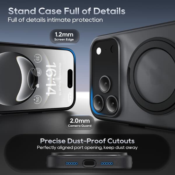 Magnetisk 360 Ringdeksel til iPhone 17 Pro 6.3 \" - Matt Svart MagSafe-kompatibelt Støtsikkert Deksel (2025) svart black