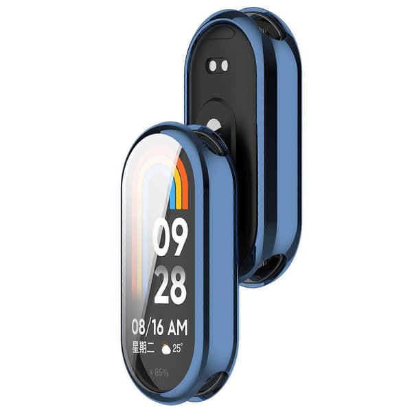 For Xiaomi Smart Band 8/Mi Band 9/9 NFC Electroplating Full Protection Case TPU Watch Frame Cover Blue