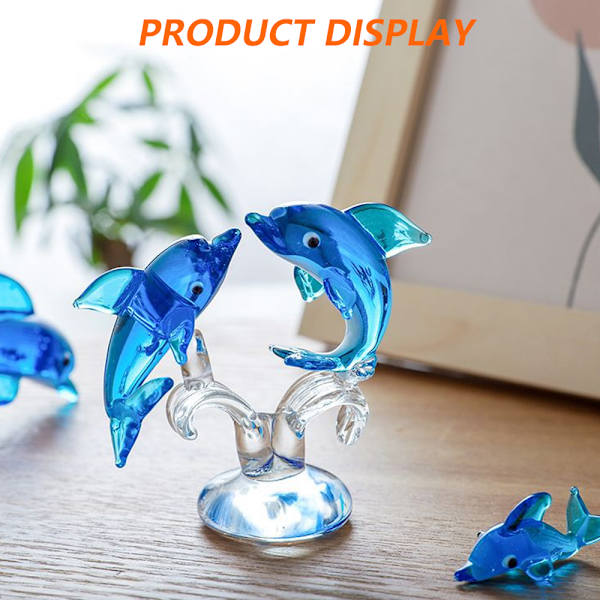 Glas Dubbel Delfin Figurer Samlarobjekt, Havsvarelse Prydnad