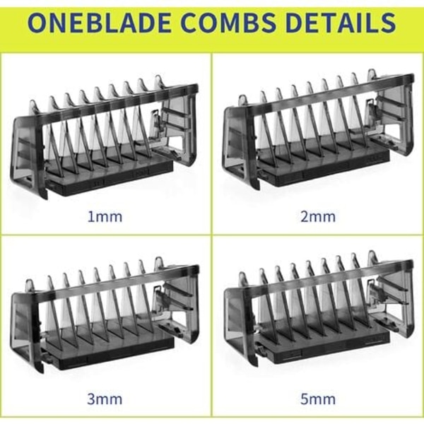 Oneblade kamguide kam för Philips OneBlade & OneBlade Pro, QP2530, QP2630, QP6620, QP6520, ansiktshårklippare Skäggblad 4st/ Set Mixed Kit