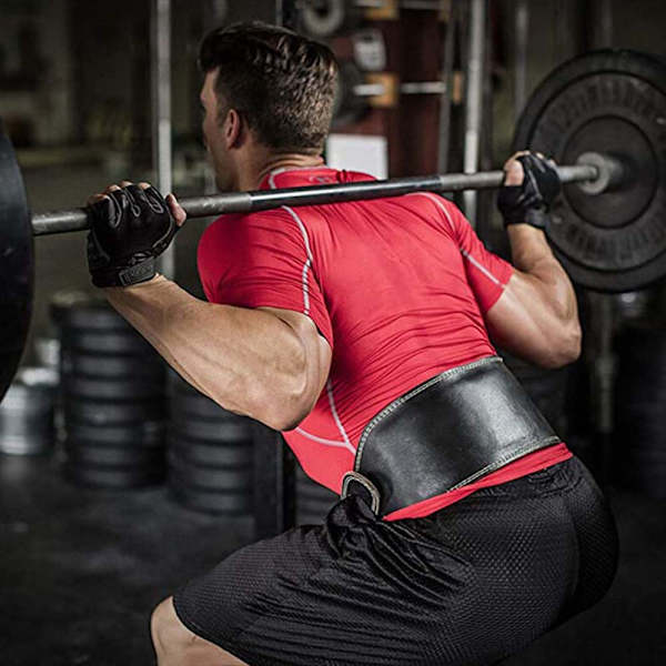Viktbälte i läder - Träningsbälte för män och kvinnor - Gym bälte för marklyft, knäböj, styrkelyft, crossfit, styrketräning Svart M