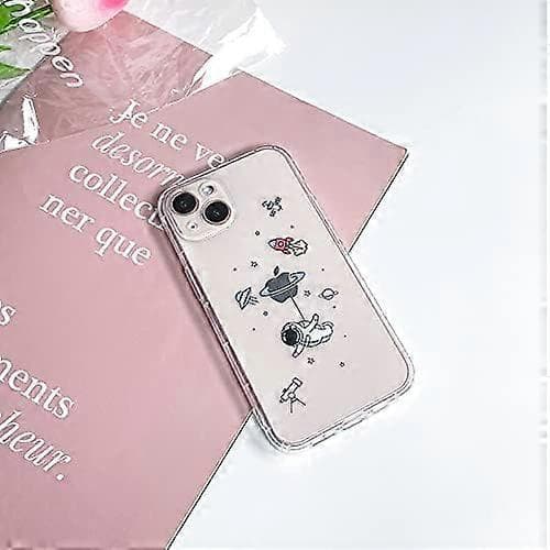 Compatible Case for iPhone 13, Transparent and Cute with Astronaut, Outer Space, Planet, Star, Creative Pattern, Soft TPU Shockproof Slim Case