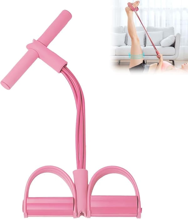 Motståndsrep - Elastisk Yogapedalrem - Träningsutrustning - Stretching Mage/Midja/Arm/Ben - 6 Rör - Rosa