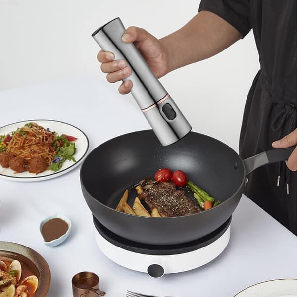 Elektrisk pepperkvern, krydderkvern i rustfritt stål, pepper, salt