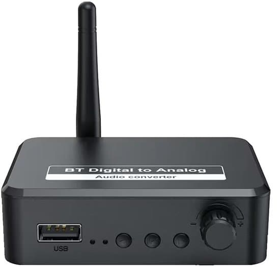 Bluetooth lydadapter - BT 5.3 - SPDIF/3.5mm AUX//RCA/USB - Bluetooth lydmottaker - B35T - Svart