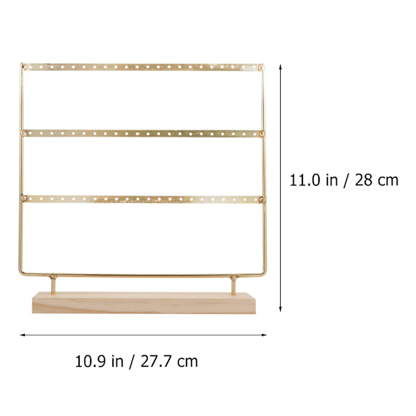 Örhänge Organizer 3-Tier Smyckesorganisatör Display Stativ, Metall Örhänge Hållare med Trä Bas Stativ, Halsband Förvaringsbricka