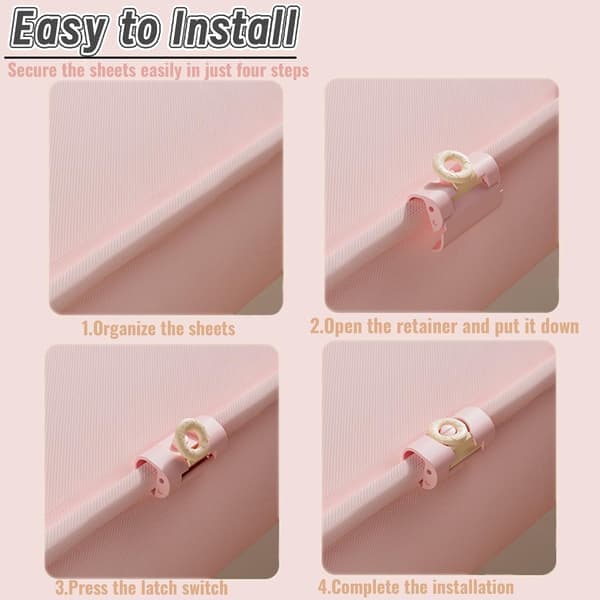 6 Pieces Cylindrical Sheet Holders, Needle-Free Duvet Clips, Adjustable Bedding Fasteners for Mattress Sheets (Pink)
