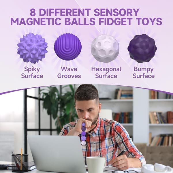 Magnetiska sensoriska bollar för vuxna och tonåringar Twitter Leksaker 8-pack sensoriskt tilltalande stresslindrande bollar med silikonskal.