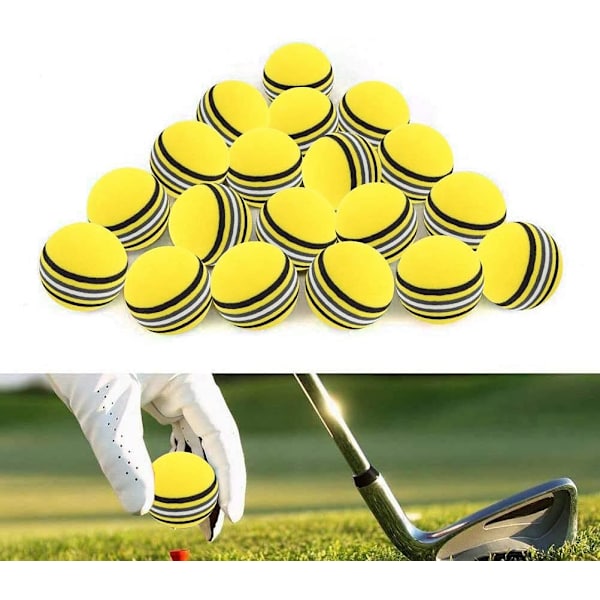 20 st skumgummi golf träningsbollar - svamp golf träningsboll regnbåge svampboll mjuk för inomhus- eller utomhusträning, gul