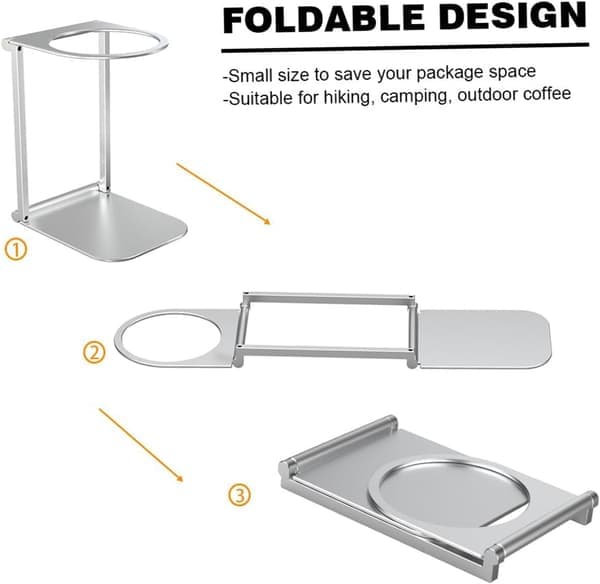 Portable Foldable Aluminum Coffee Machine Stand with Base Suitable for Espresso in the Office, Home, and Camping.