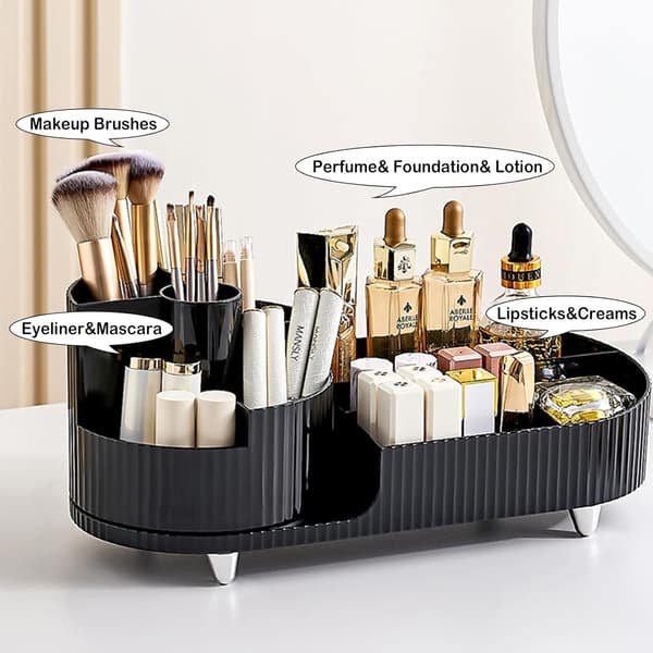 Roterende Makeup Organizer til Badeværelset Kosmetik Organizer til Opbevaring Makeup Børsteholder Hudpleje O