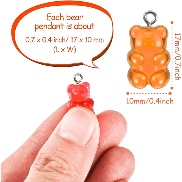 Färgglada björnberlocker Hängen Resin Björnnallar Nyckelringar (36 stycken)